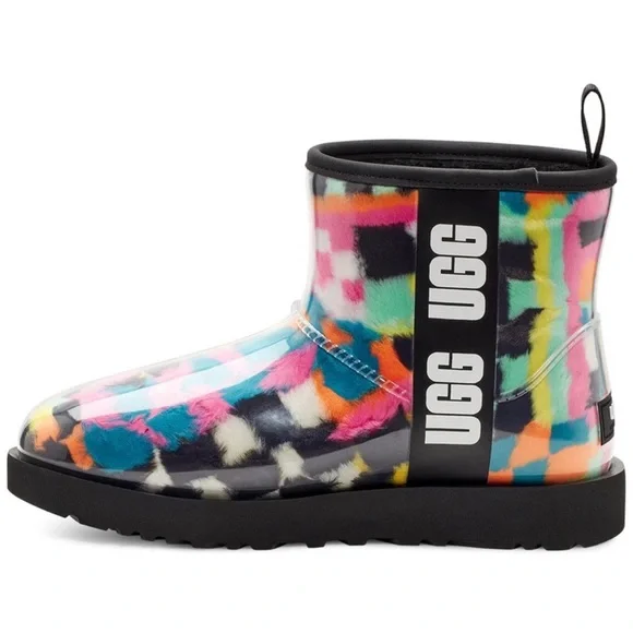 New UGG Classic Clear Mini Checks Checkered Waterproof Boots - Women's Sz 8 - Picture 4 of 6